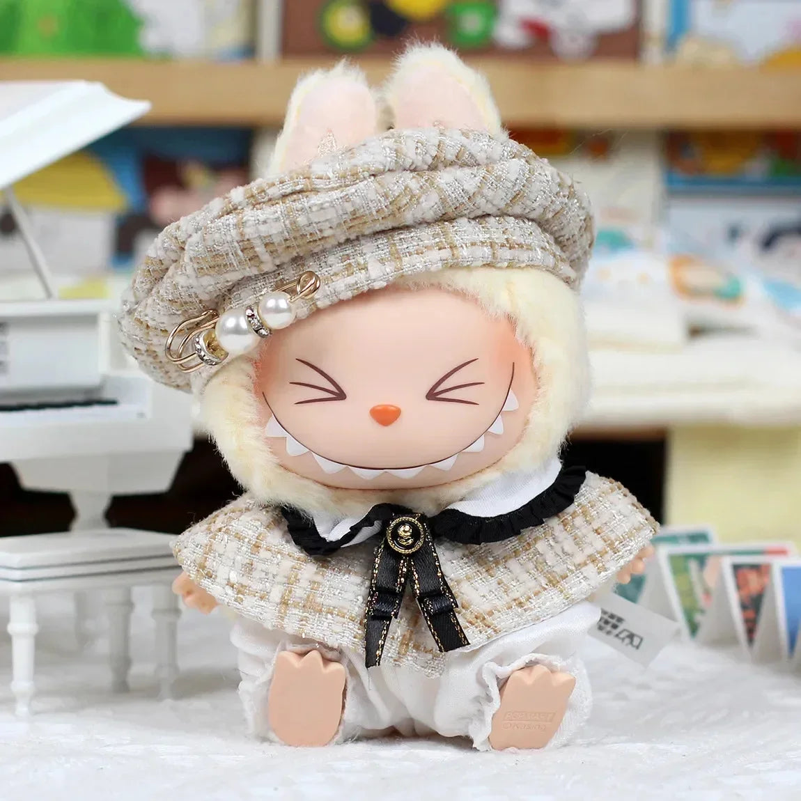 Labubu Doll Clothes For 17cm Labubu Accessories Classic Dress Grid Style Suit Skirt DIY Mini Dolls Clothing