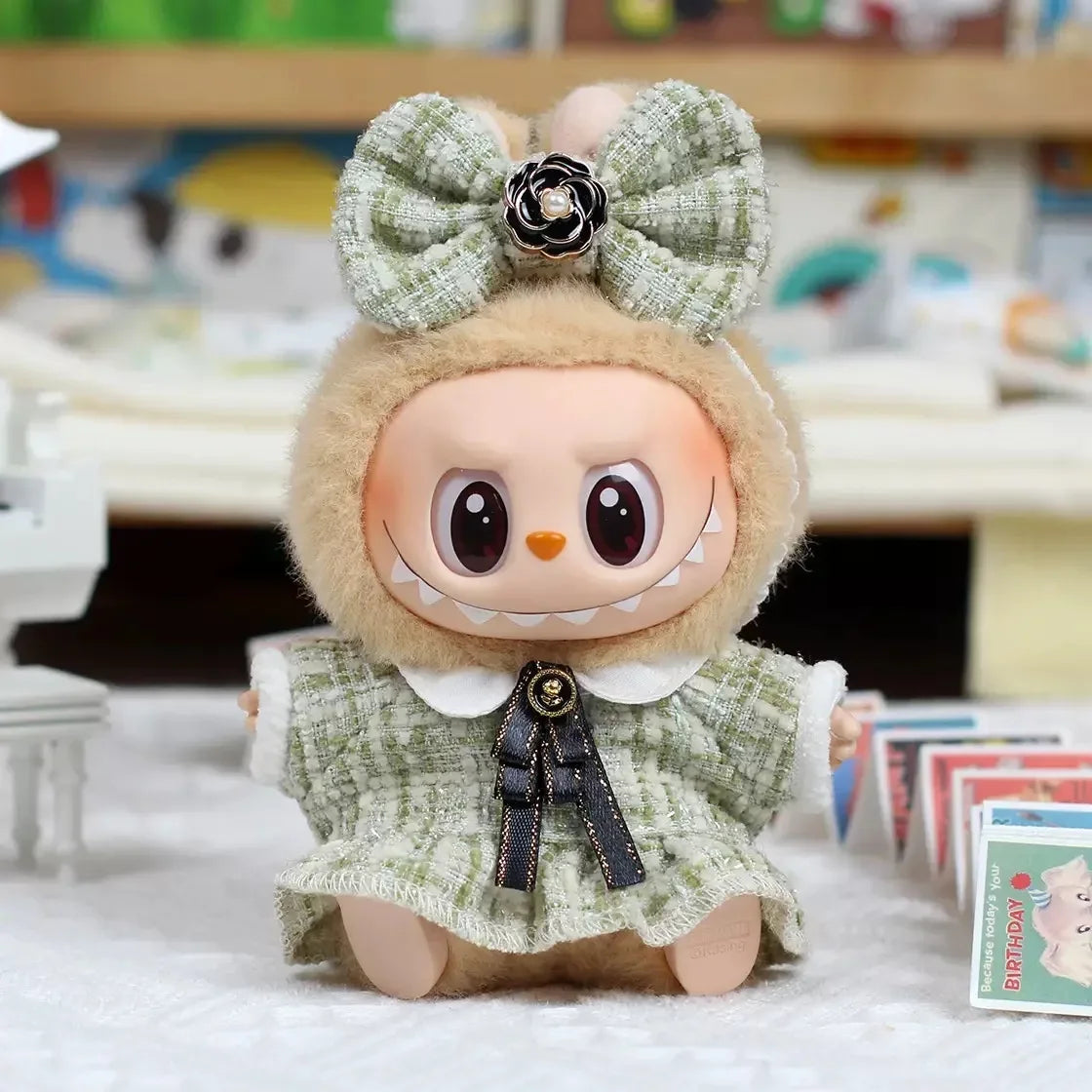 Labubu Doll Clothes For 17cm Labubu Accessories Classic Dress Grid Style Suit Skirt DIY Mini Dolls Clothing