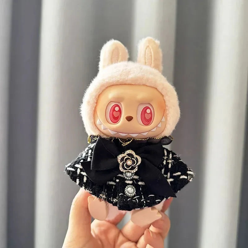 Labubu Doll Clothes For 17cm Labubu Accessories Classic Dress Grid Style Suit Skirt DIY Mini Dolls Clothing